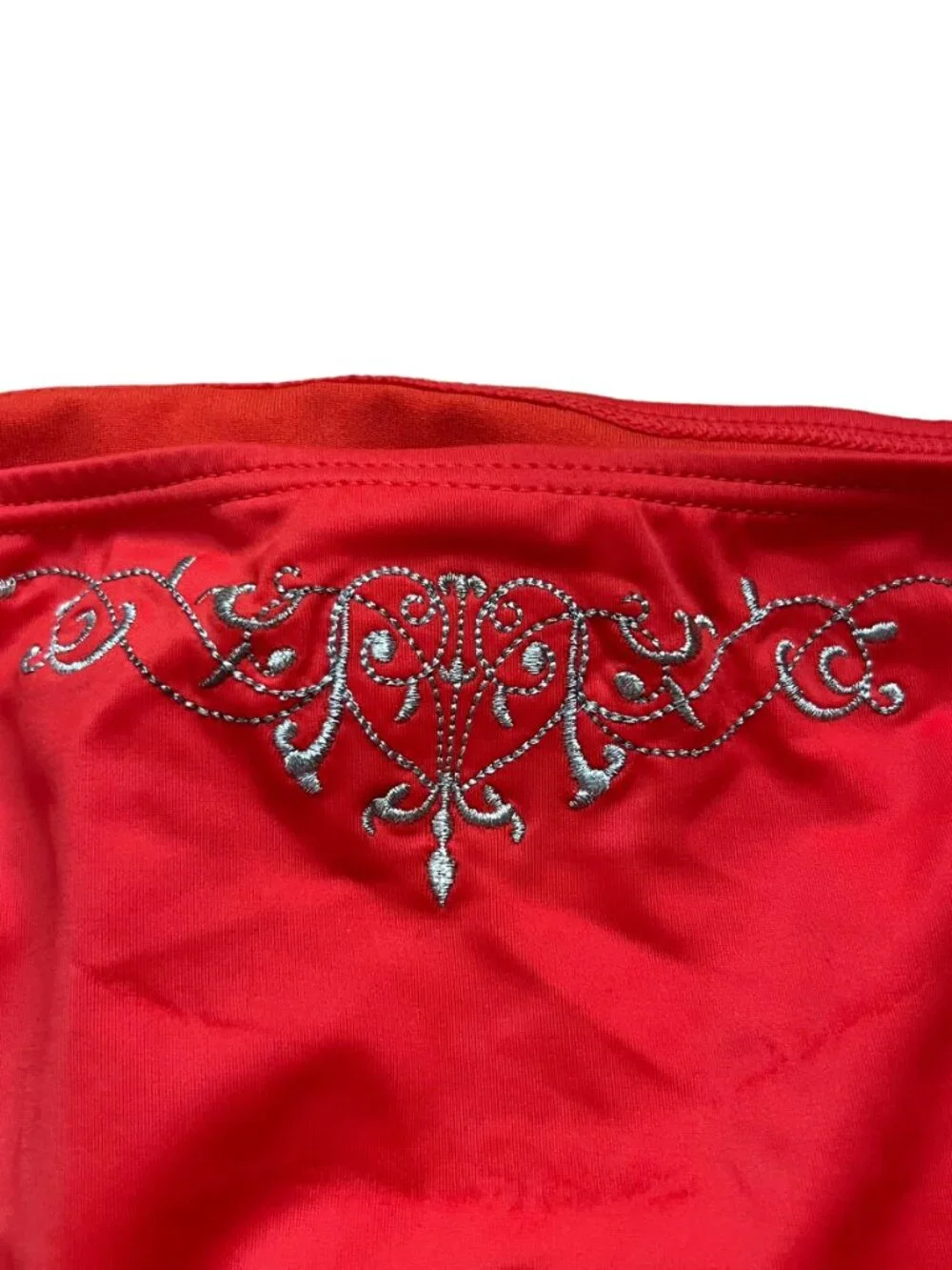 Hula Honey swimsuit bottoms red orange heart embroidery Medium bikini swim